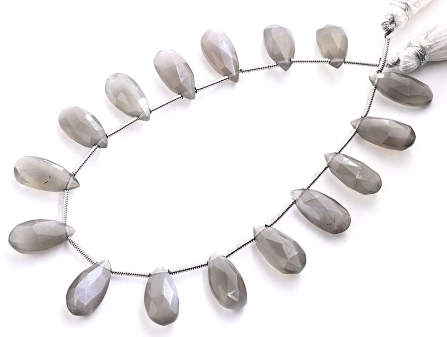 Gray Moonstone 7X15mm Faceted Pear, additional view