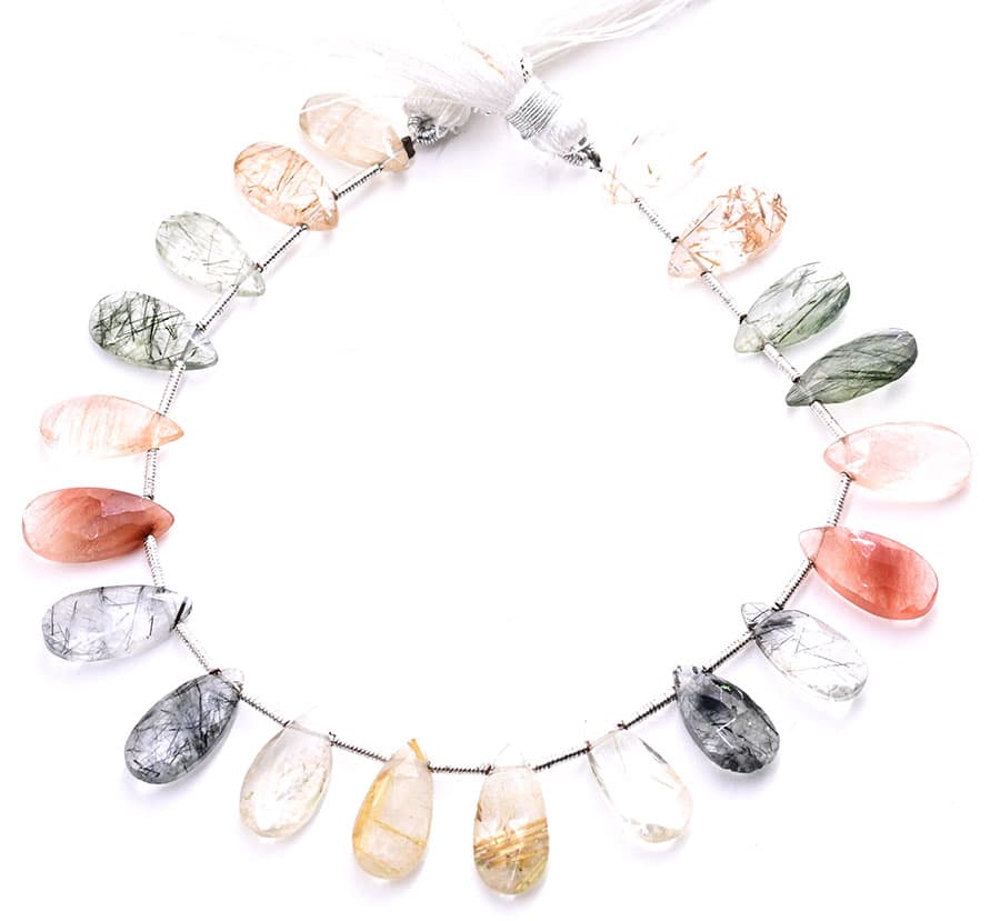 Multi Rutile 7X15mm Faceted Pear, additional view