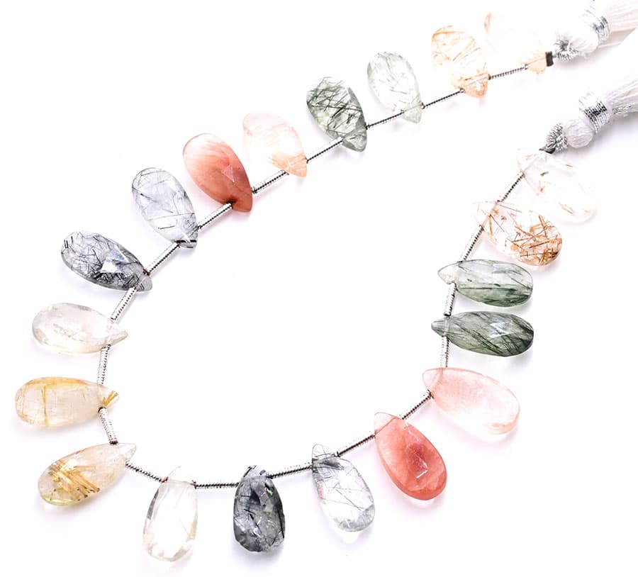 Multi Rutile 7X15mm Faceted Pear, additional view