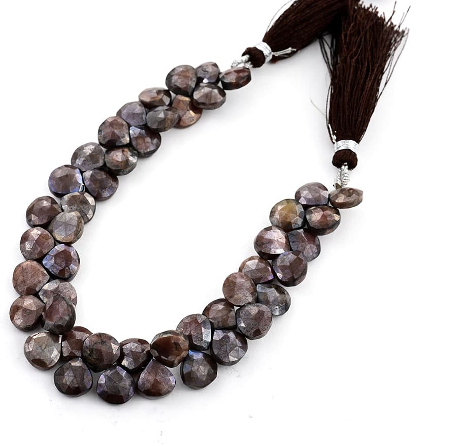 Chocolate Moonstone Coated 9mm Faceted Heart (Calibrated), additional view
