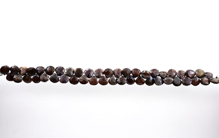 Chocolate Moonstone Coated 9mm Faceted Heart (Calibrated), additional view