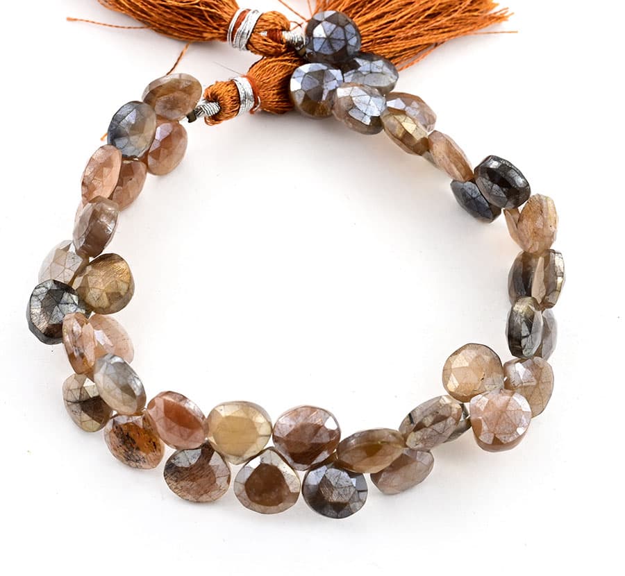 Golden Shine Moonstone 9mm Faceted Heart (Calibrated), additional view