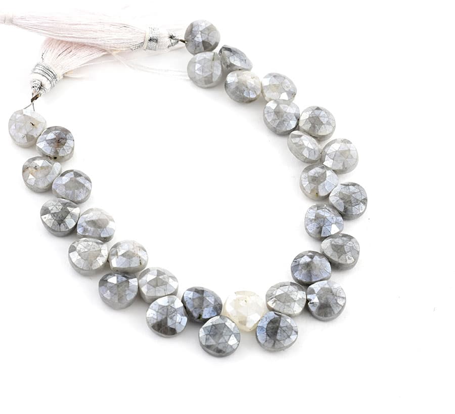 Gray Silverite 9mm Faceted Heart (Calibrated), additional view