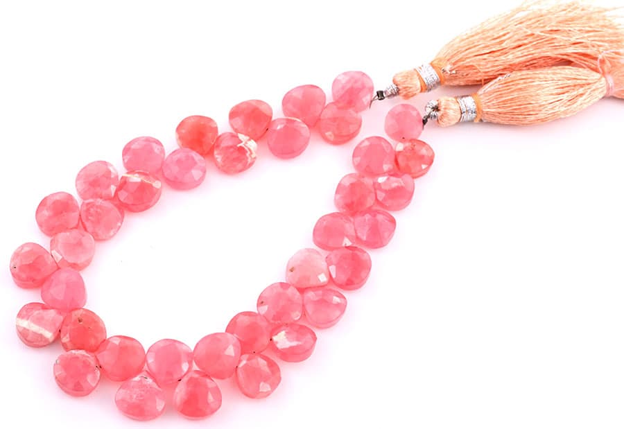 Rhodochrosite 9mm Faceted Heart (Calibrated), additional view