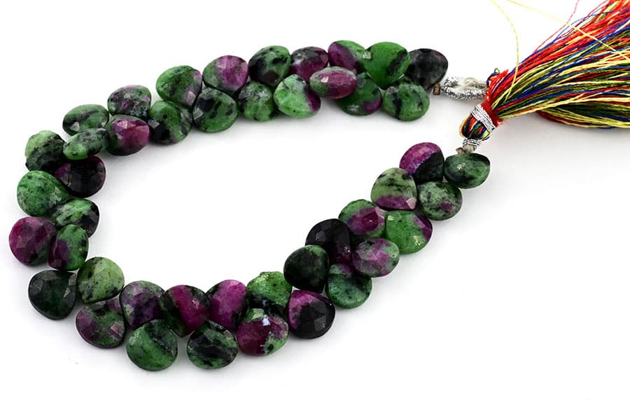 Ruby Ziosite 9mm Faceted Heart (Calibrated), additional view