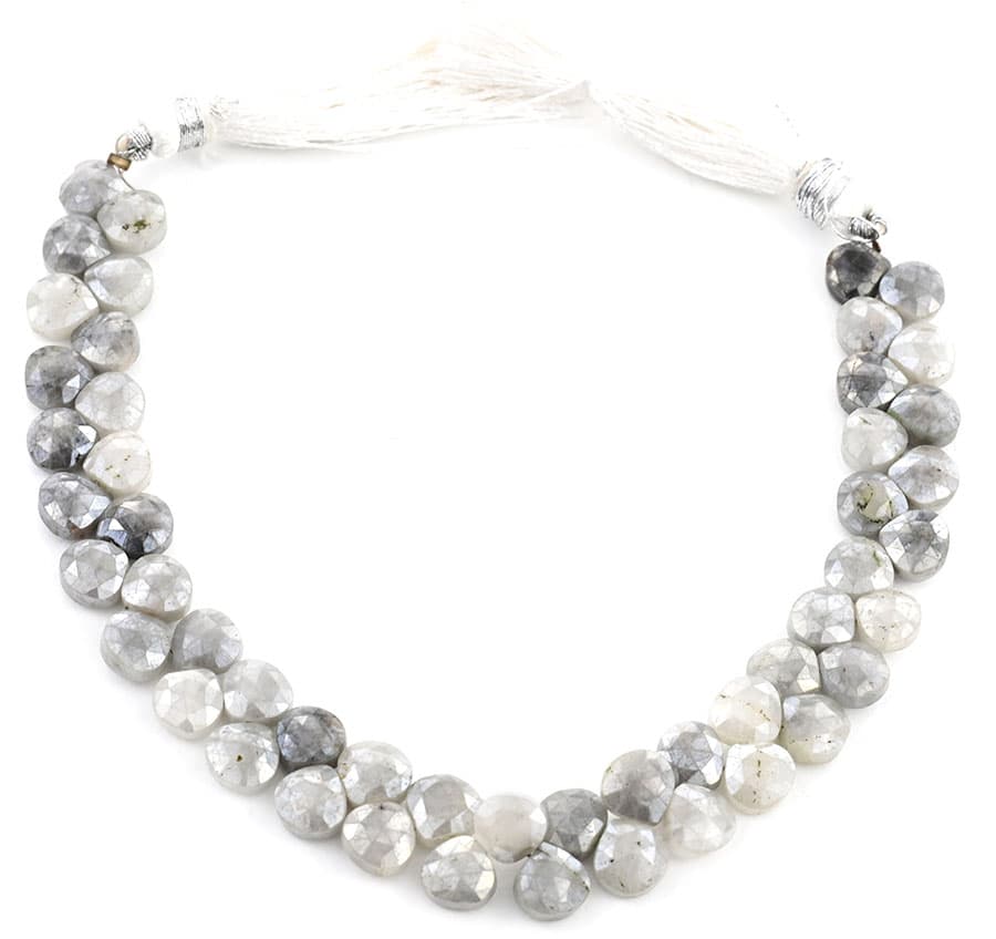Gray Silverite 7mm Faceted Heart (Calibrated), additional view