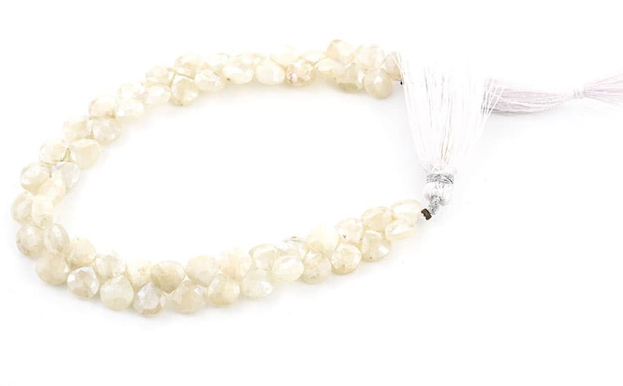 White Silverite 7mm Faceted Heart (Calibrated), additional view