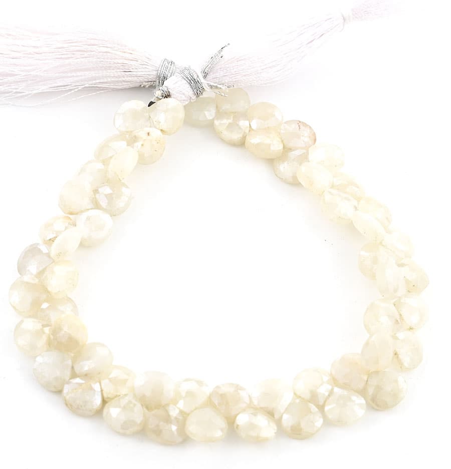 White Silverite 7mm Faceted Heart (Calibrated), additional view