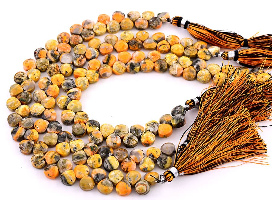 Bumble Bee Jasper 7mm Faceted Heart (Calibrated), additional view