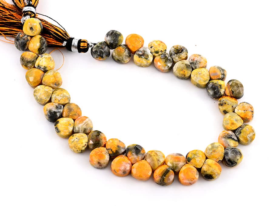Bumble Bee Jasper 7mm Faceted Heart (Calibrated), additional view