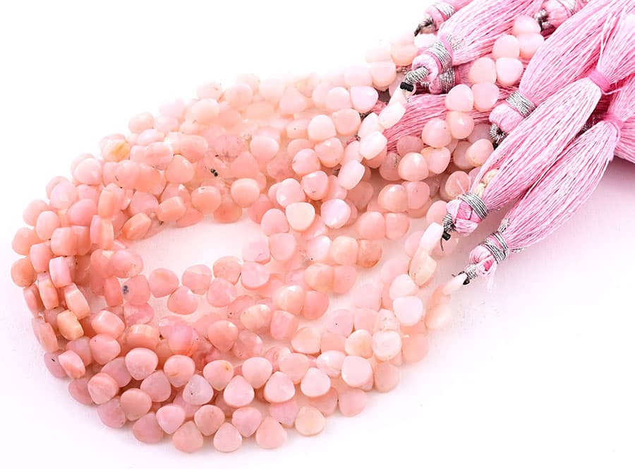 Pink Opal 5mm Faceted Heart (Calibrated), additional view