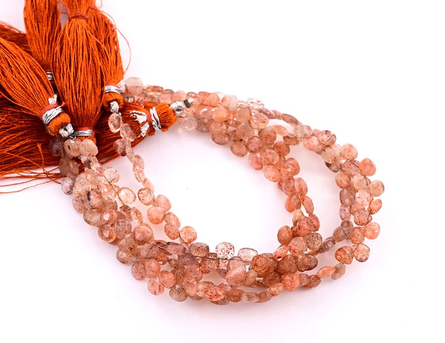 Sunstone 5mm Faceted Heart (Calibrated), additional view