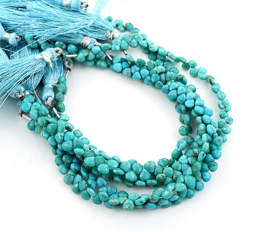 Turquoise 5mm Faceted Heart (Calibrated), additional view