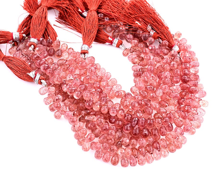 Strawberry Quartz 5X8mm Faceted Tear Drops (Calibrated), additional view