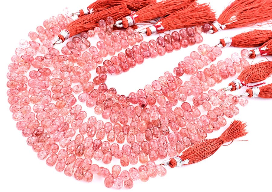 Strawberry Quartz 5X8mm Faceted Tear Drops (Calibrated), additional view