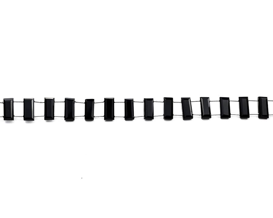 Black Onyx 6X14mm Faceted Rectangle (Double Drill), additional view