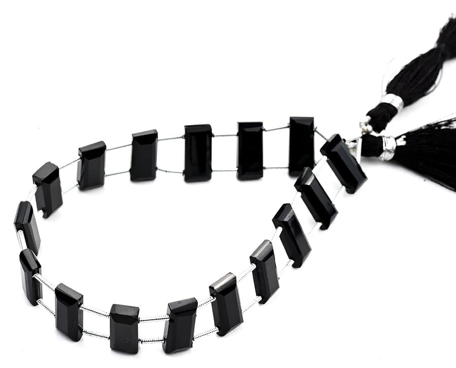 Black Onyx 6X14mm Faceted Rectangle (Double Drill), additional view