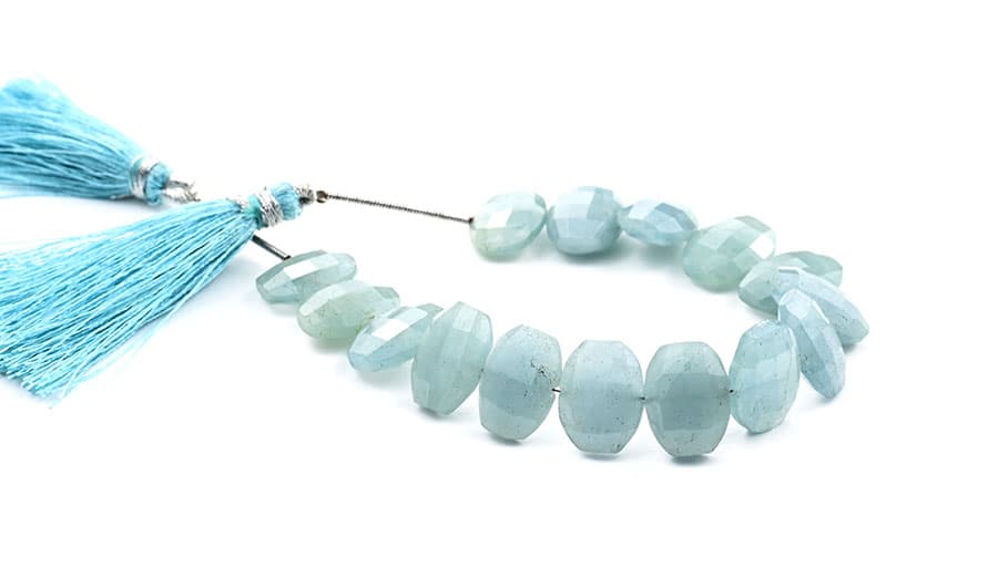 Milky Aquamarine 10X13mm Faceted Oval Faceted (Center Drill), additional view