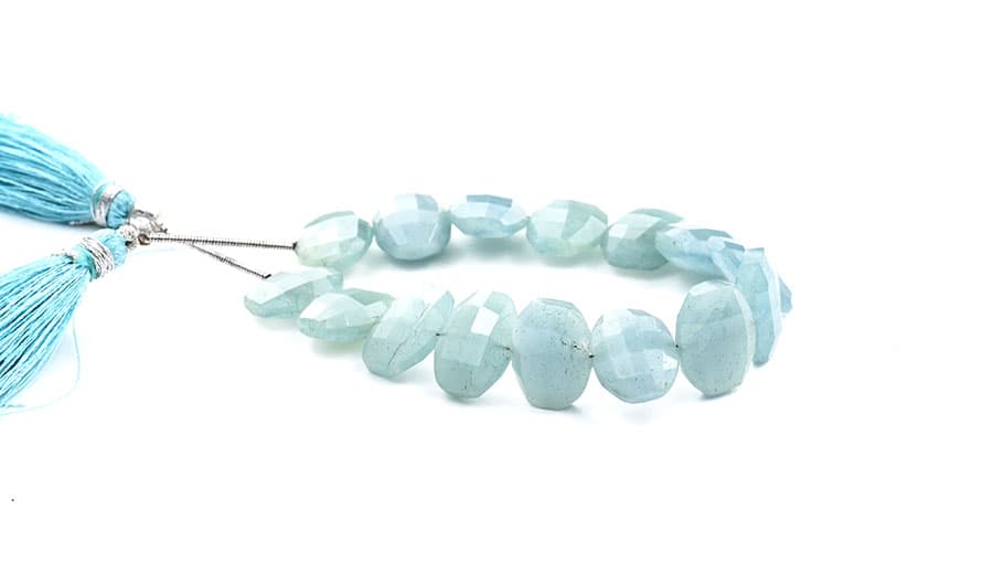 Milky Aquamarine 10X13mm Faceted Oval Faceted (Center Drill), additional view