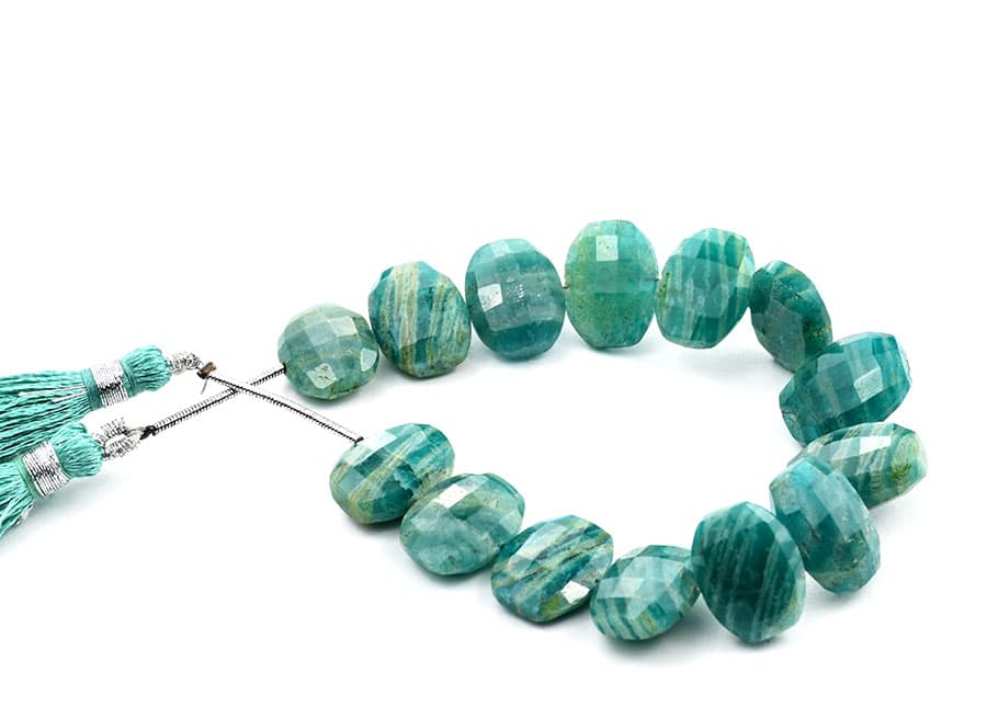 Russian Amazonite 10X13mm Faceted Oval Faceted (Center Drill), additional view