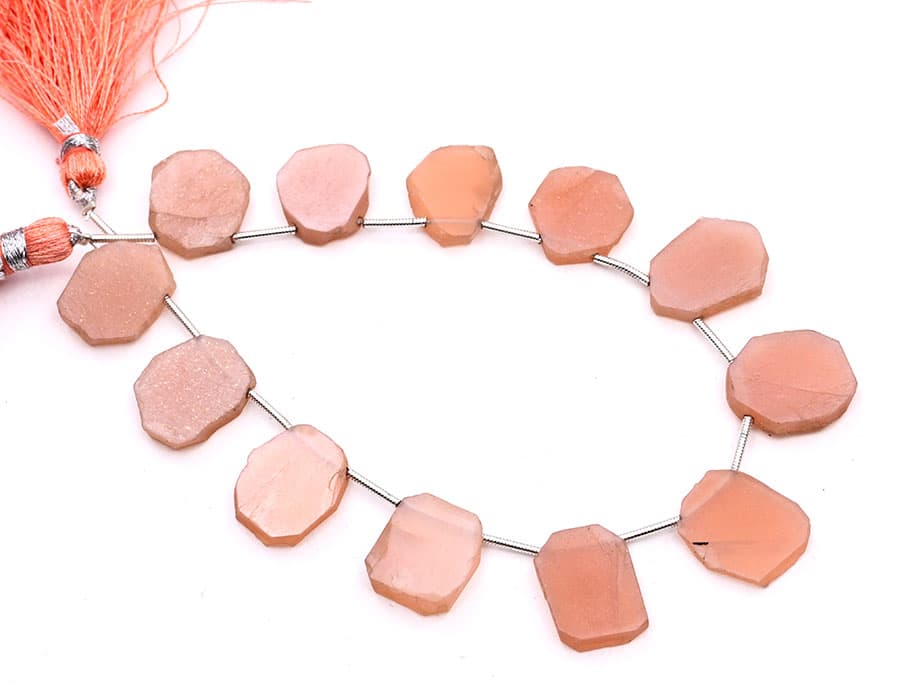 Light Peach Moonstone Coated 13-16mm Organic Cut Slice, additional view