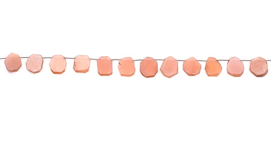 Light Peach Moonstone Coated 13-16mm Organic Cut Slice, additional view