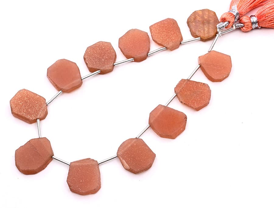 Peach Moonstone 16mm Organic Cut Slice, additional view
