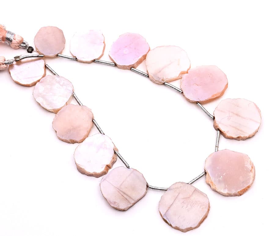 Peach Moonstone Coated 13mm Organic Cut Slice, additional view
