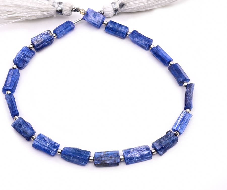 Blue Kynite 6x12mm Organic Cut Raw Uncut Rectangle, additional view