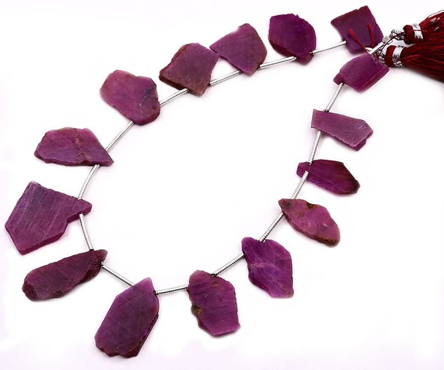Ruby Free Size – Big Organic Cut Slice – Side Drilled, additional view
