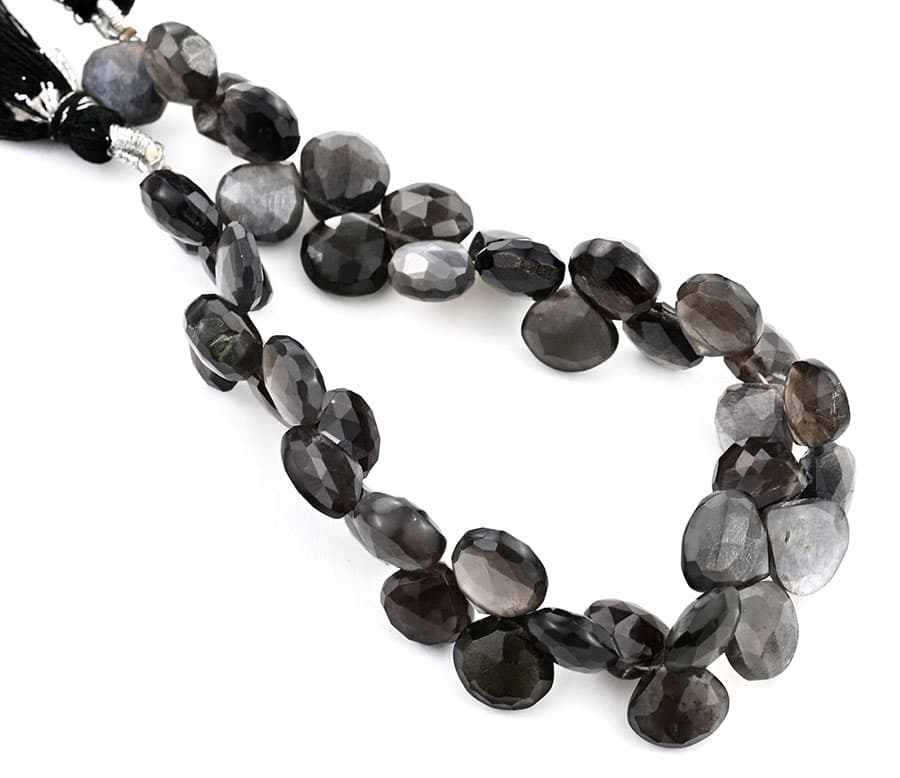 Gray Moonstone 9mm Faceted Heart (Calibrated), additional view